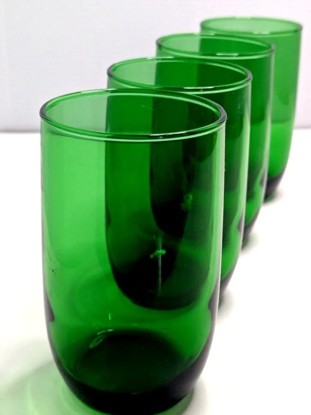 4 Anchor Hocking Forest Green Juice Tumblers 3 3/8